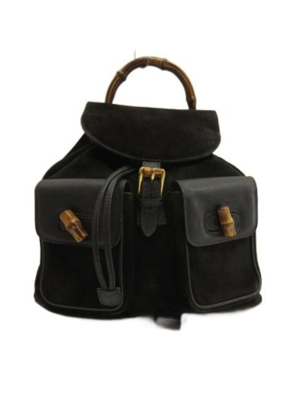 Gucci Bamboo Backpack Suede Black